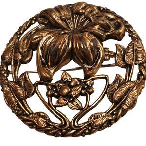 🔥Vintage Art Nouveau Brass Broche